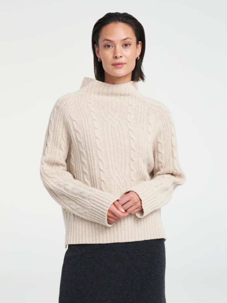 Holebrook Sweden Inger Turtleneck Mock Neck Sweater In Light Beige Sand Medium